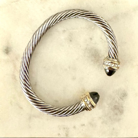 David Yurman Jewelry - David Yurman Classic Cable Bracelet Black Onyx, Sterling Silver with Diamonds